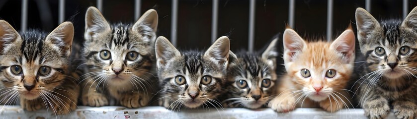 Obraz premium Adorable Kittens in an Animal Shelter Awaiting Loving Homes
