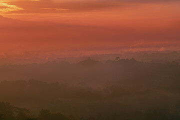 sunrise over the Borobudur Temple