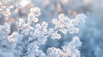 Beautiful background image of hoarfrost in nature close up
