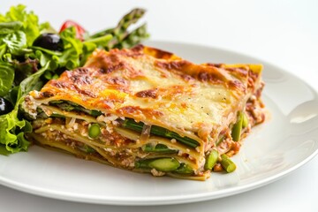 Savory Asparagus Lasagna with Pancetta and Mozzarella