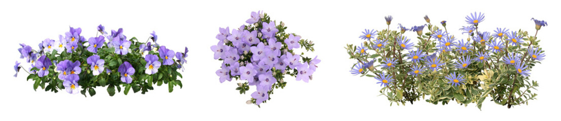 薄紫色の花切り抜きセット透過PNG背景白
