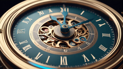 Naklejka premium Ebbing Moments: Clock Hands Tick Away, Echoes of Past Seconds Lost, Generative AI