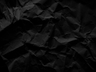 Wrinkled Paper Black Background Abstract Wall Crease Grey Vintage Wallpaper Rough Floor Pattern Material Surface Page Elegant Retro Space Crumpled Package Cardboard Backdrop Recycling Environment.