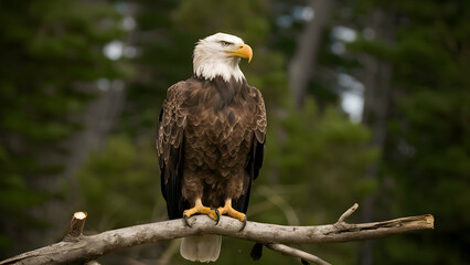 Obraz premium A bald eagle perched on A branch