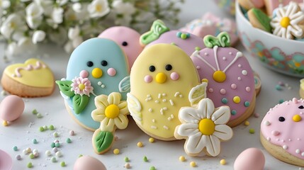 Obraz premium Easter Cookies for Easter Egg hunt and spring celebrations