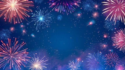 Fireworks Display in the Night Sky, Generative AI