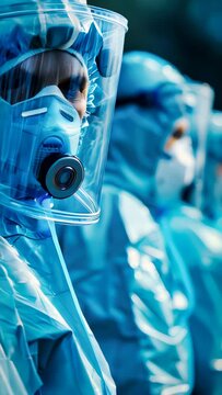 A medical team in Hazmat protection suits