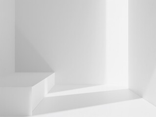 Fototapeta premium Minimalist White Room with Platform and Light
