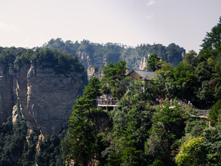 view of Avatar Mountains, Zhangjiajie National Forest Park, China. This National park was the inspiration for the movie Avatar