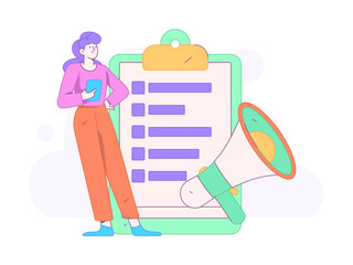 Notification announcement vector creative flat hand drawn illustration
