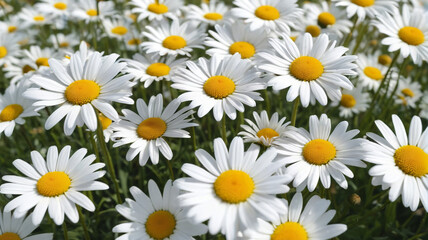 Fototapeta premium Radiant Spring: Sun-Drenched Daisies, Joyful Vibrancy, Fresh Beginnings, Generative AI
