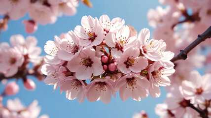 Obraz premium Blossom Glow: Cherry Blossoms, Soft Glow, Natural Splendor, Generative AI