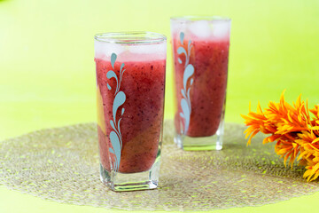 Summer Drink, cool fruity drink, Falsa Sherbet, or Phalsa sherbet chiller cocktail