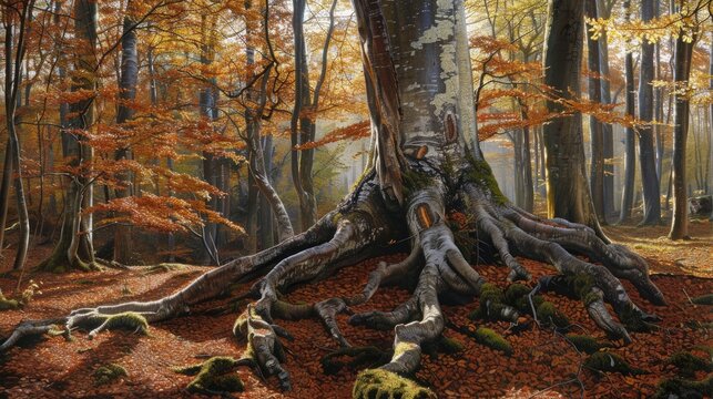 Roots of the European Beech Tree