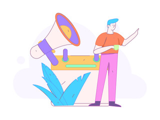 Notification announcement vector creative flat hand drawn illustration
