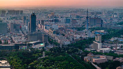 Fototapeta premium Architectural landscape of Changchun, China in early summer