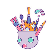 art supplies flatview flat icon on the white background