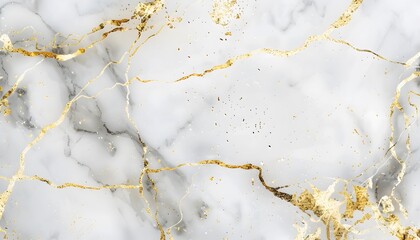 Fototapeta premium White Marble Texture With Golden Veins Seamless Pattern
