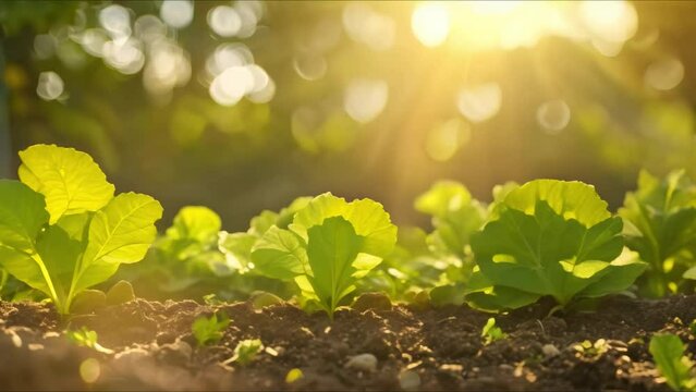 Eco-Friendly Agriculture: Organic Vegetables Grown on a Sunny Farm with Selective Focus. Concept Eco-Friendly Farming, Organic Vegetables, Sunny Agriculture, Selective Focus, Sustainable Practices