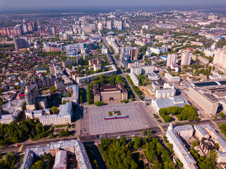 Naklejka premium Aerial summer view of city center and Lenin square in Voronezh, Russia
