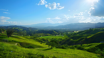 Naklejka premium California Hills Background Colors Lake Elsinore Hills Green, Colorful, and Full of Life