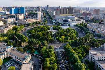 Architectural landscape of Changchun, China in early summer