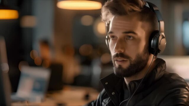 Male IT support specialist assisting users with technology challenges at helpdesk. Concept IT Support, Helpdesk, Technology Challenges, Male Specialist, User Assistance