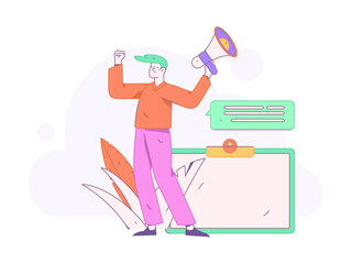 Notification announcement vector creative flat hand drawn illustration
