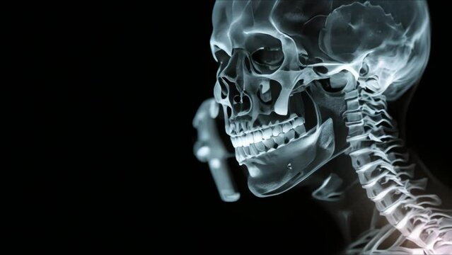 Medical Xray image of human skeleton for diagnosing fractures on black background. Concept Medical Imaging, Xray, Human Skeleton, Fractures, Diagnosis