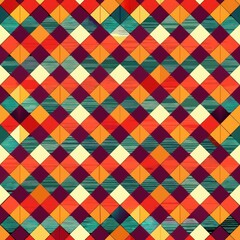 Seamless pattern of diamond-shaped grids in various sizes and colors, creating a dynamic visual effect, Generative AI