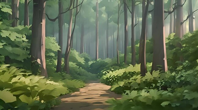 trees in the forest anime style