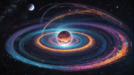 Cosmic Symphony: Exploring the harmonious melodies of the cosmos, where celestial bodies dance to the rhythm of the universe, Generative AI