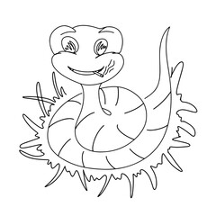 Continuous line hand drawn of snake. Doodle vector illustration