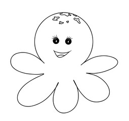 Continuous line hand drawn of Sea Octopus. Doodle vector illustration