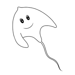 Continuous line hand drawn of stingray. Doodle vector illustration