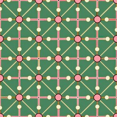 Seamless pattern of grid lines with dots at the intersections, creating a minimalist and modern design, Generative AI