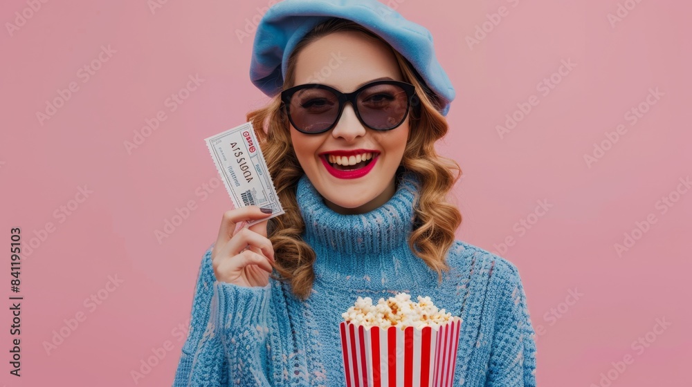 Poster A woman with popcorn