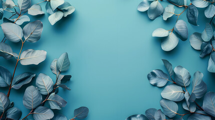 foliage on a blue background, place for text