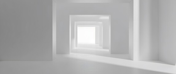 Minimalist White Room with Doorway and Light