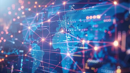 Obraz premium The virtual data analyst team operates in a global network utilizing a variety of languages and cultural perspectives to provide diverse and comprehensive insights.