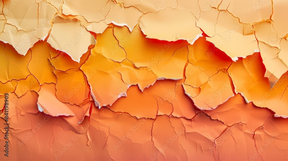 Poster create an abstract background with a layered paper effect, using torn edges and varying shades of a 