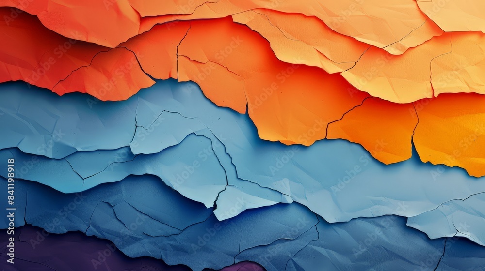 Poster create an abstract background with a layered paper effect, using torn edges and varying shades of a 