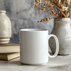 White Coffee Mug 15Oz Mockup, On Contemporary Background