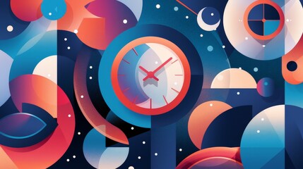 Fototapeta premium Create an abstract design that represents the flow of time, using overlapping shapes and a gradient color scheme to depict the continuous and evolving nature of time.