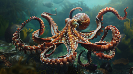 Obraz premium Octopus in the sea