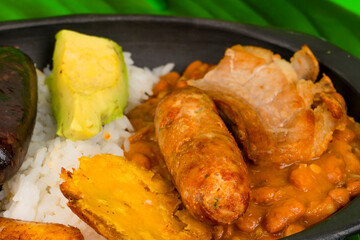 Tray paisa the most representative dish of Colombia
