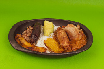 Paisa tray the most representative dish of Colombia and the emblem of Antioquia gastronomy