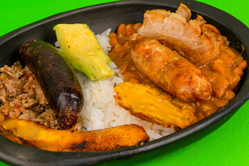 Tray paisa the most representative dish of Colombia
