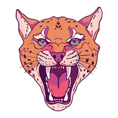 puma head open mouth looking ahead agressive