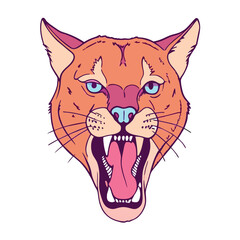 puma head open mouth looking ahead agressive